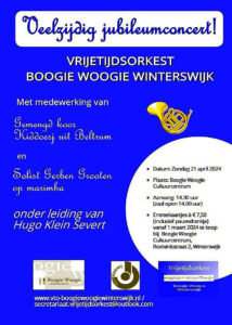 Vrijetijdsorkest Boogie Woogie Winterswijk, jubileumconcert in samenwerking met Koor Kiddoesj uit Beltrum.